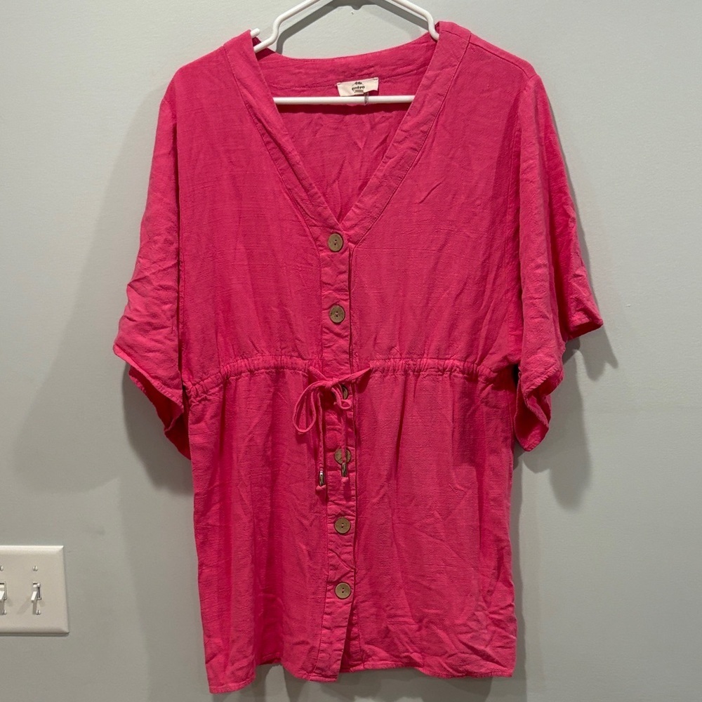 Entro Fuchsia Button-Front Blouse
